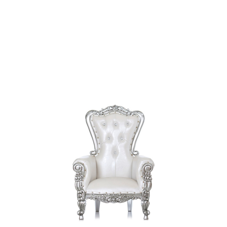 White and Sliver Kids Throne Chair